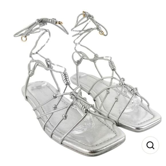 ULLA JOHNSON FREYA FLAT IN METALLIC SILVER NWB Size 38.5/ 8 1/2 - Picture 1 of 8